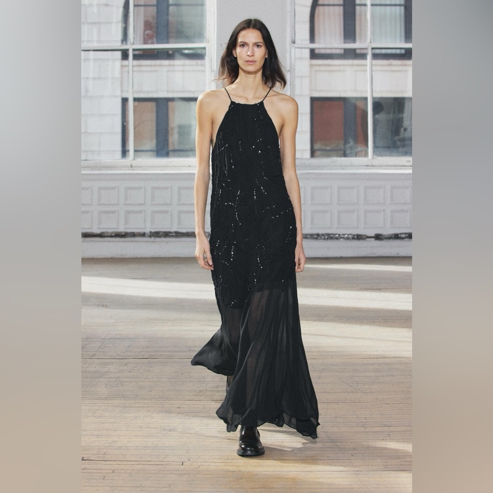 ZARA SEQUINNED HALTER DRESS ZW COLLECTION - Picture 4 of 16